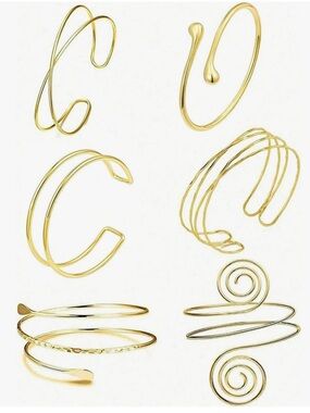Gold Spiral & Open Cuff Bracelet Set - Elegant Women’s Jewelry